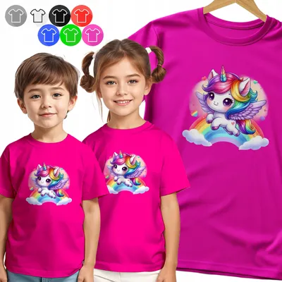 Produktbild von Kinder T-Shirt - Einhorn TĘCZA UŚMIECH für Mädchen - M
