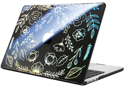 Produktbild von Fintie Hülle Kompatibel mit MacBook Air 13,6 Zoll M5 M4 M3 M2 (2026-2022) A3449 A3240 A3113 A2681, Ultradünne Hartschale Schutzhülle Snap Cover Kompatibel mit MacBook Air 13, Garten(Schwarz)