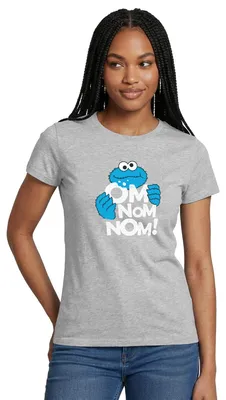 Produktbild von Spreadshirt Sesamstraße Krümelmonster Om Nom Nom Frauen T-Shirt, XL, Grau meliert