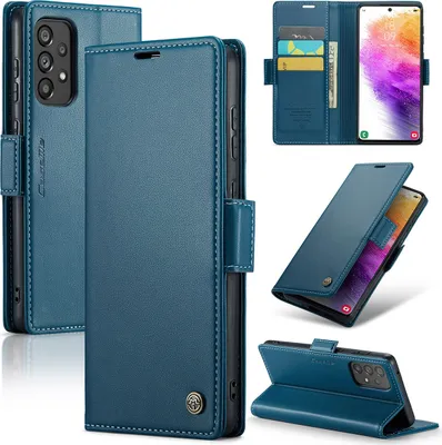 Produktbild von Galaxy A73 5G Hülle, Leder Brieftasche Kartenfach Schutzhülle mit Standfunktion für Samsung Galaxy A73 5G Blau