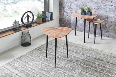 Produktbild von Beistelltisch 50x50 cm Akazie massiv & naturfarben Couchtisch Unikat ELSA