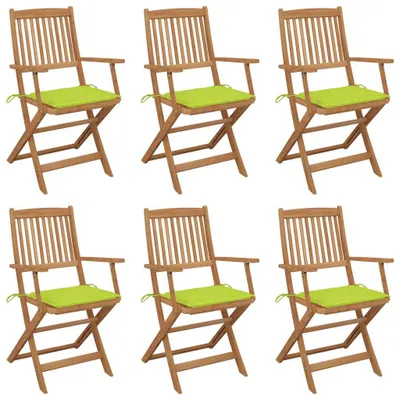 Produktbild von Klappbare Gartenstühle 6 Stk. mit Kissen Massivholz Akazie