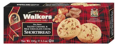 Zdjęcie produktu dla Walkers Pure Butter Shortbread Salted Caramel Milk Chocolate 150g