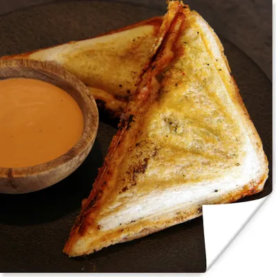 Produktbild von MuchoWow® Poster Schinken-Käse-Toast mit pikanter Sauce 50x50 cm - Wohnzimmerdekoration