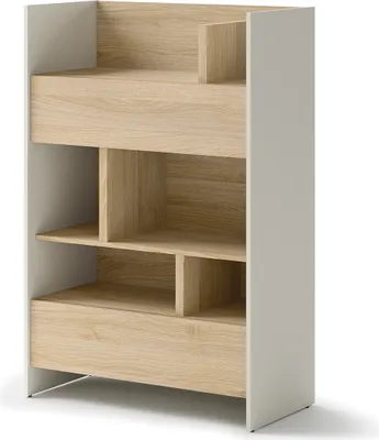 Produktbild von MEBLINI Wohnzimmerschrank für Schrankbett Bed Concept - Hochschrank mit Regalen, Fächern und Schublade - BC-26 - Kaschmir/Nagano Eiche