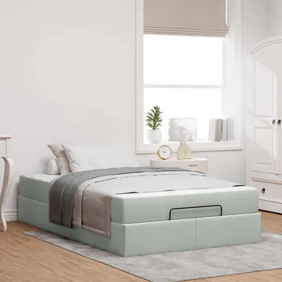 Zdjęcie produktu dla Maison Exclusive – zestaw łóżka z materacem, 2 szt., jasnoszary aksamit