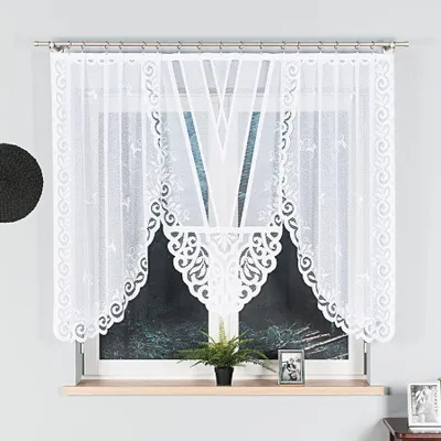 Produktbild von ROZALIA - Fertiger Jacquardvorhang mit Schnitt unten - 250x140 cm - weiß