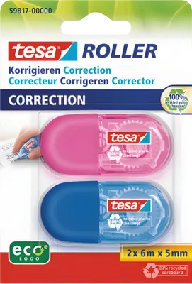 Produktbild von tesa Roller Korrigieren ecoLogo in 2 Farben Blister