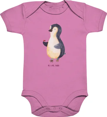Produktbild von Mr. & Mrs. Panda babykleidung body Pinguin Marienkäfer 1. - 3. Monat - Bubble Gum Pink - Geschenk, Strampler, overall baby, Wunder, Aufmerksam, Glück, Babystrampler