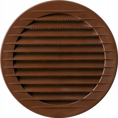 A round brown vent with horizontal slats.