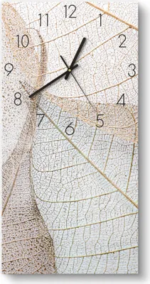 Produktbild von DEQORI Glasuhr 30x60 cm Zahlen 'Zarte Blattstrukturen' Wanduhr Glas Uhr Design leise Küchenuhr