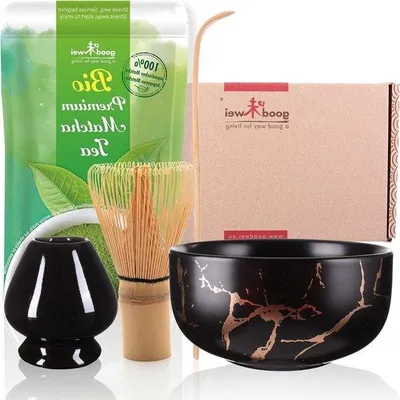 Produktbild von Famanu Matcha Set Matchaklopper mit 80 Borsten - Schwarz