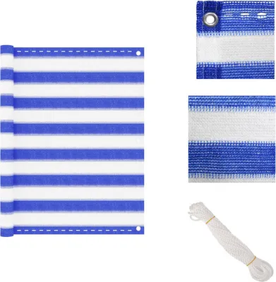 Produktbild von vidaXL Balkon-Sichtschutz Blau und Weiß 90x300 cm HDPE -  Sonnenschirme & Sonnenschutze