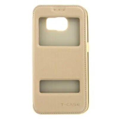 Produktbild von Lux Magnet Flip Handyhülle für Samsung Galaxy S6 Gold Schutz Tasche