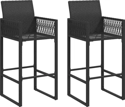Produktbild von vidaXL Garten-Barhocker 2 Stk. Schwarz Poly Rattan