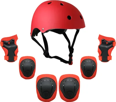 Produktbild von Skateboard Helm Kinder, 7 in 1 Protektorenset Kinder mit Knieschoner, Ellenbogenschoner und Handgelenkschoner für Inlineskates, Skateboard, Hoverboard, Fahrrad, BMX-Fahrrad