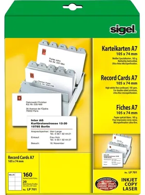 Obrázok produktu pre Sigel LP701, Biela, Zložka, Obdĺžnik, A7 (74x105 mm), 20 listy, Papája