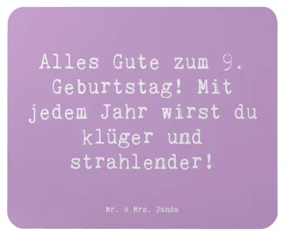 Produktbild von Mr. & Mrs. Panda Mouse Pad Spruch 9. Geburtstag Wünsche - Lavendeltraum - Geschenk, Geburtstagsgeschenk, Geburtstagsspruch, Geburtstagsparty, pc mauspad, Happy Birthday
