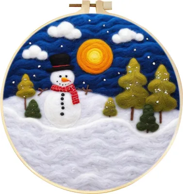 Produktbild von Weihnachts-Nadelfilz-Set, Filz-Malset für Feiertage, für Anfänger, Starter-Nadelfilz, DIY-Bastelset mit Nadelkissen, Wolle, dekorativer Rahmen