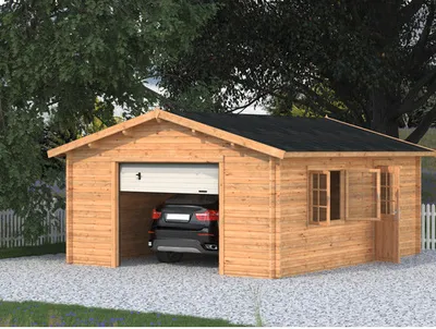 Produktbild von Einzelgarage Palmako Roger 23,9 m² mit Sektionaltor 450 x 550 cm tauchgrundiert braun