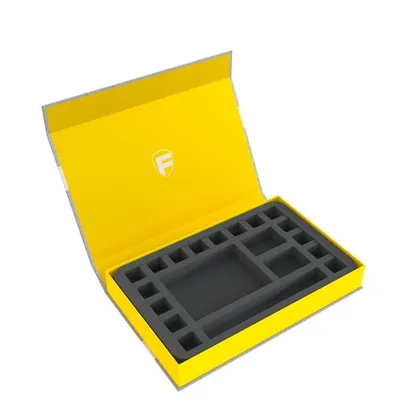 Image de Boîte magnétique jaune avec plateau à dés pour les jeux de rôle sur papier