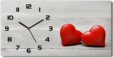 Produktbild von Wanduhr aus Glas – 60x30 cm - Glasbild - Glasuhr - Gehärtetes Glas - schwarze-zeiger - Herzen auf dem Holz