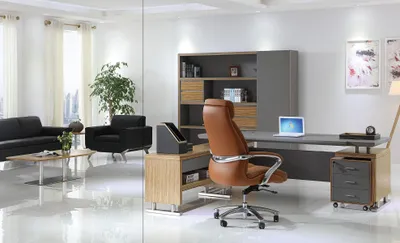 Immagine prodotto di Moderna poltrona in pelle nera con struttura in legno