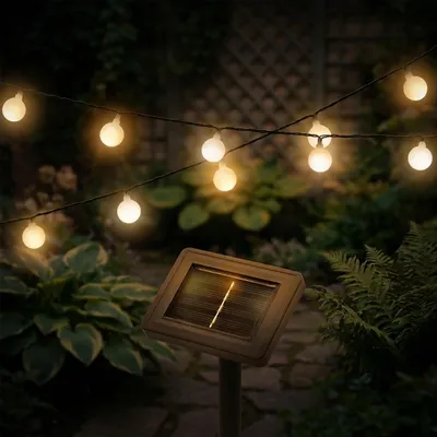 Produktbild von Solar Lichterkette 290 cm für Außen mit 30 mini Kugeln - warm weiß - LED Kugellichterkette solarbetrieben mit Einschaltautomatik