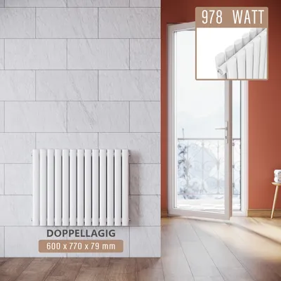 Zdjęcie produktu dla SONNI grzejnik rurowy 600×770 mm dwuwarstwowy biały grzejnik poziomy