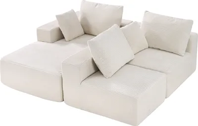 Produktbild von SucceBuy Modulares L-förmiges Sofa mit Chaiselongue und Kissen in Beige