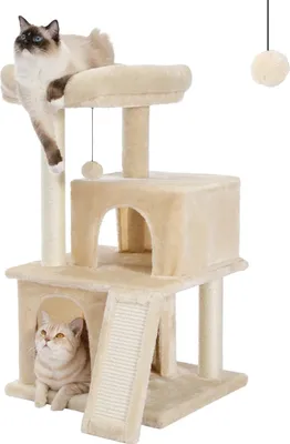 Produktbild von Katzenkratzbaum mit Sisalseil Beige Plüsch Lounge