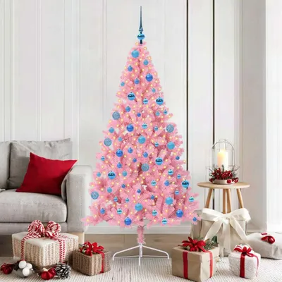 Zdjęcie produktu dla Maison Exclusive – Sztuczna choinka bożonarodzeniowa z oświetleniem, różowa, 180 cm, PVC