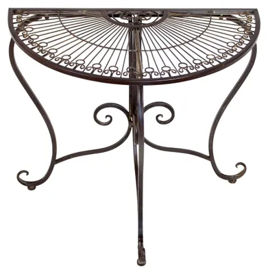 Produktbild von Konsolentisch Halbrund Flurtisch Beistelltisch Konsole Provencal 80 x 42 x 76 cm,Metall