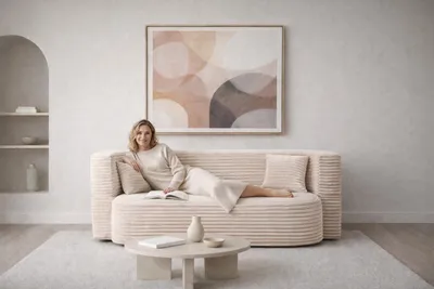Image de Myfoam Mousse froide Canapé-lit - pliable, tissu velours côtelé moderne, housse amovible, facile d'entretien