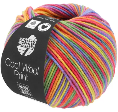 Produktbild von Lana Grossa - Cool Wool Print 0703 lila grün himbeer orange gelb blau