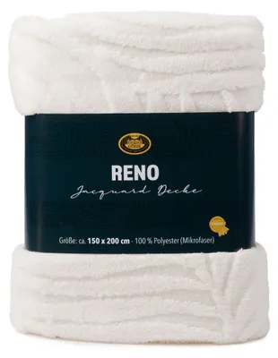 Produktbild von GÖZZE Jacquard Decke Reno kuschelige wärmende Mikrofaser-Wohndecke mit Banderole und moderner 3D-Struktur Weiss 150 x 200 cm