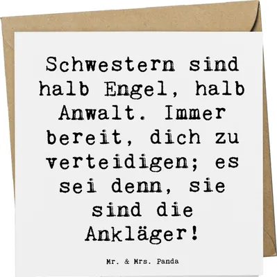 Produktbild von Mr. & Mrs. Panda Deluxe Karte Spruch Schwesternwunder - Weiß - Geschenk, Familiengeschenk, familienbeziehung, Familie, Weihnachten, Grußkarte, Geschwisterliebe, faltkarte
