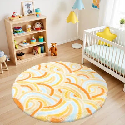 Image de Solidchoice - Tapis rond pour salon et chambre d'enfant