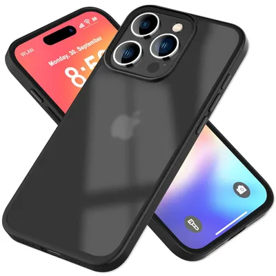 Produktbild von NALIA Matte Handyhülle für iPhone 16 Pro – Stoßfester TPU-Rand & Semi-Transparent – FUZION (Anti-Fingerprint Case) – Marke aus Berlin – Schwarz