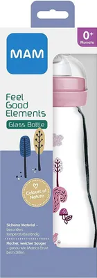 Produktbild von MAM 81940720 FEEL GOOD Glass Bottle 260ML Baby-Flasche + Sauger, 260ml Fassungsvermögen, -frei