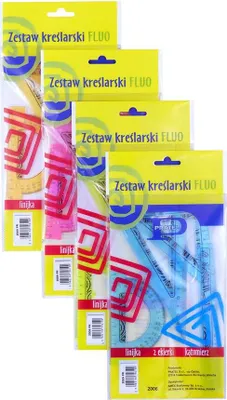 Zdjęcie produktu dla Zestaw kreślarski z linijką 16 cm, ekierkami i kątomierzem