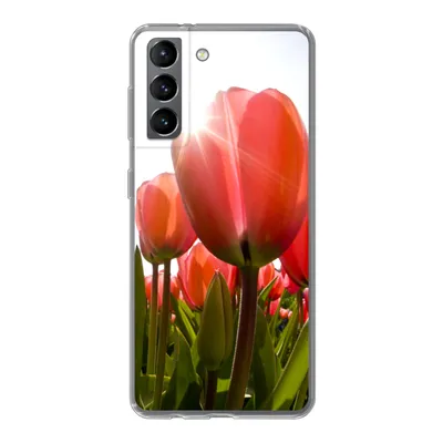 Produktbild von MuchoWow® Handyhülle Schutzhülle Hülle für Samsung Galaxy S21 Blumen - Tulpen - Sonne Silikon Softcase Handy Hülle - Softcase