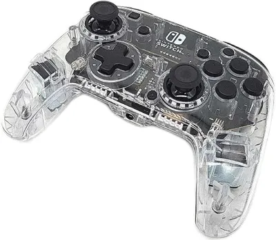 Obrázek produktu pro Pdp Afterglow Deluxe+ Led Verkabelt Gaming Controller - -- Durch Nintendo Für Switch And Oled - Rgb Hue Color Lights - průhledný ovladač pro gamepad - 3,5 mm Jack - duální vibrace - pádla pro ovládání