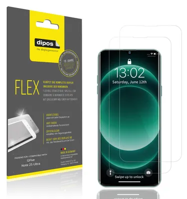 Produktbild von 2x Schutzfolie für GFive Note 25 Ultra Folie, 100% Displayabdeckung, dipos Flex