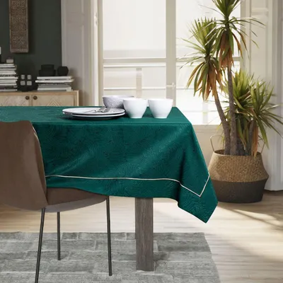 Zdjęcie produktu dla Obrus Plamoodporny GAIA Mankiet + Lamówka 140x340  zielony AmeliaHome
