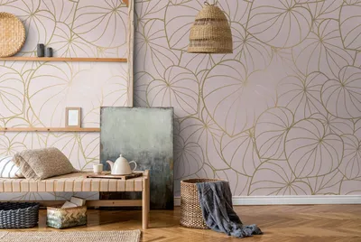Produktbild von NEWROOM Tapete Rosa Vliestapete Palmenblätter - Wandbild Floral Gold  Blätter Dschungel Tapete Romantisch Blumentapete