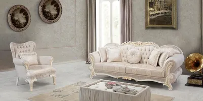 Produktbild von Casa Padrino Luxus Barock Wohnzimmer Set Rosa / Weiß / Beige - 2 Sofas mit Muster & 2 Sessel mit Muster & 1 Couchtisch - Prunkvolle Barock Wohnzimmer Möbel