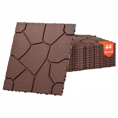 Produktbild von Terrassenfliesen 44 Stück 30x30x2 cm, ca. 4 m², Klickfliesen in Natursteinoptik für Balkon, Terrasse und Garten