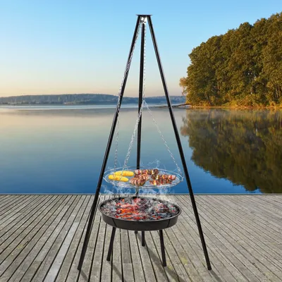 Obrázok produktu pre Gril na trojnožke Otočný gril Gril na drevené uhlie Ø 49 cm Výška 150 cm