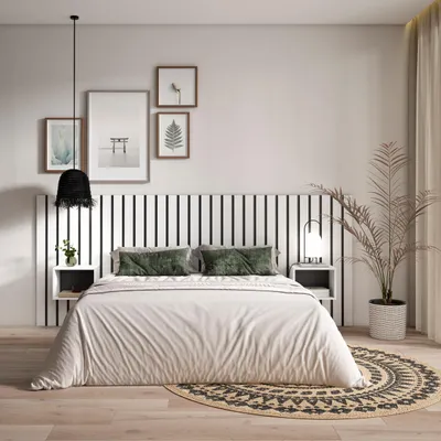 Image de COZY Tête de lit, 258x107x3cm, Lit de 150,160,180cm, Panneaux Muraux, Blanc